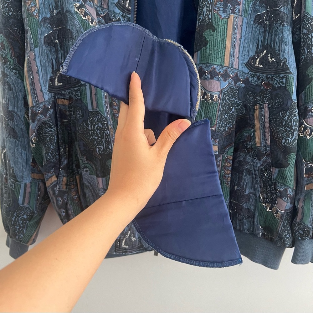 Vintage Patterned Silk Bomber Jacket - image 5